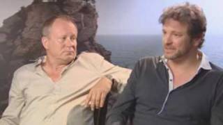 Colin Firth and Stellan Skarsgård Discuss Mamma Mia [upl. by Nnaegroeg]