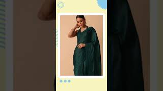 Green Saree In Organza With Lace Border And Unstitched Blouse Piece [upl. by Lourie]