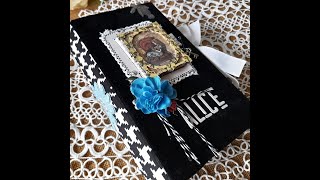 Alice in Wonderland theme cozy junk journal Stamperia [upl. by Cattima]