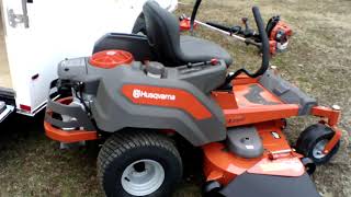 Husqvarna Z254F Zero Turn Mower Encl Trailer Handhelds Pack [upl. by Drahsir614]