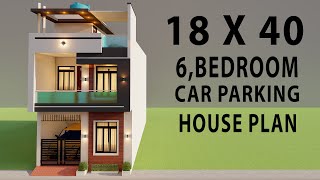 18x40 6 Bedroom With Car Parking House ElevationBeautiful house design3D Makan Ka Naksha [upl. by Sirap]