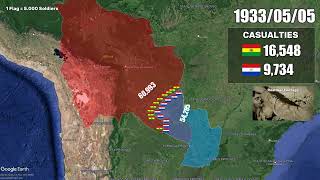 BoliviaParaguay War 1932 Every Day With Army Sizes amp Units Chaco War mapping history [upl. by Hiamerej119]