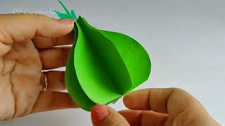 How to make a paper pear  Paper pear  Paper pear making  Origami pear [upl. by Etirugram784]