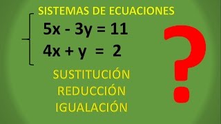 SISTEMAS DE ECUACIONES  LOS 3 MÉTODOS EXPLICADOS [upl. by Pence]