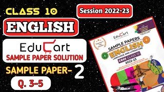 Class 10 Educart English Sample paper 2 solution  CLASS 10 BOARD EXAM Science 2023 CBSE  Q35 [upl. by Gervase251]