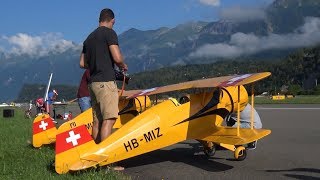 2x Big Bücker Bü 133C Jungmeister Ex U88 RC Model Aircraft Aerobatic Meiringen FAI opening Show [upl. by Radke]