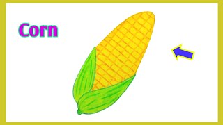 How to Draw Corn Drawing 🌽 Easy corn Drawing  Corn Drawing  with step by step  Pinky Drawing [upl. by Salena]