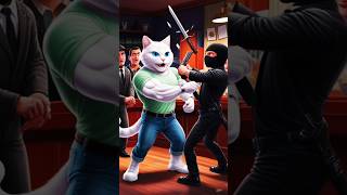 The Brave Cat Man vs the Bank Robber Cats ai cat fatcat catlover viral meow meowmotion cat [upl. by Yleen162]