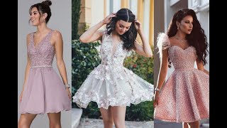 15 modelos de vestidos cortos y sencillos para 15 años [upl. by Noryak]