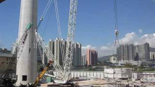 Demag CC2800 SWSL demolishing chimney Part 2 [upl. by Adah150]