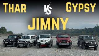 THAR vs JIMNY vs JYPSY offroading with flat out  Levelnext [upl. by Eremehc]