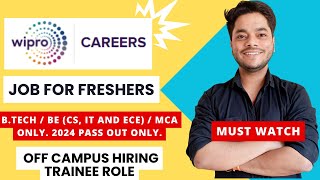 Wipro Special Hiring Only For 2024 Passout Freshers  OFF Campus Drive  Freshers Hiring Latest Job [upl. by Olds]