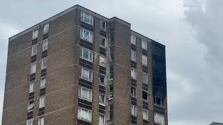 Tower block on fire in London on day of Grenfell inquiry report  AFP [upl. by Airamas]