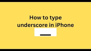 How to type underscore in iPhone [upl. by Nnylrefinnej]