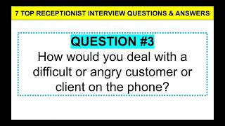 7 RECEPTIONIST INTERVIEW Questions and Answers PASS [upl. by Yarised]