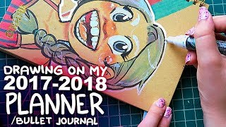 DRAWING on my PLANNER  Markers on Toned Paper  Back to School [upl. by Hawken]