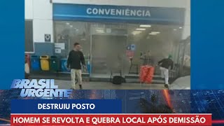 Homem se revolta e quebra posto de gasolina após demissão [upl. by Upshaw]