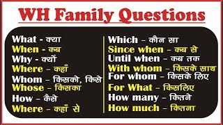 WH Family Question Words in English WH Questions Exercises [upl. by Aslam878]