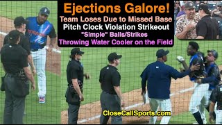 Ejections Galore from GameLosing Missed Base Touch Appeal to Pitch Clock Violation Strikeout [upl. by Lohrman706]