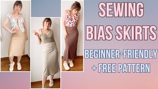 How to Sew 3 Bias Cut Skirts for Beginners With Free PDF Pattern [upl. by Niroht660]