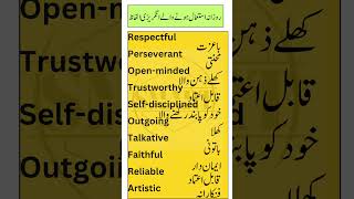 Top 10 Positive Qualities in English with Urdu Meaning  Personality Vocabulary by Smart Study Zone [upl. by Atteynot796]