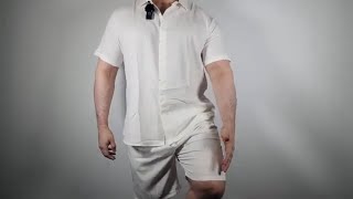 Mens Summer Beach Outfits 2 Piece Short Sleeve Shirts and Shorts Vacation Set Review [upl. by Janis]