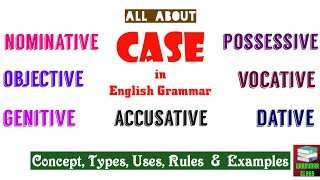 Case in Grammar  Nominative Objective Genitive Possessive Vocative Accusative amp Dative Cases [upl. by Assillam534]