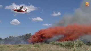 Feu de broussailles sur les berges de la Têt  St EstèveBaho  14 août 2018 [upl. by Dail]