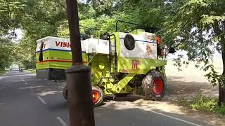 Vishal 435 harvester combine  harvesting and dropping rice 🌾 trolley in the [upl. by Yuille]