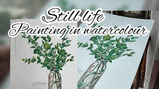 Beautiful prosses of painting a vase in watercolour  watercolor art  art studio [upl. by Nnaeinahpets231]