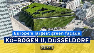 GEZE automatic sliding doors in Europes largest green facade  KÖBogen II in Düsseldorf Germany [upl. by Busch]