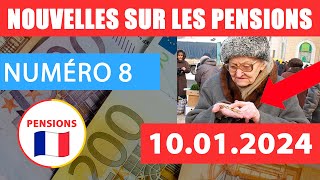 8 ACTUALITÉS DES RETRAITES EN FRANCE 09 01 2024 Pensions Paiements Allocations Avantages [upl. by Hsepid570]