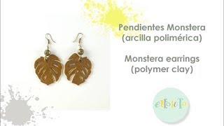 Pendientes monstera arcilla polimérica  TUTORIAL  ELEOJOTA00 [upl. by Edniya570]