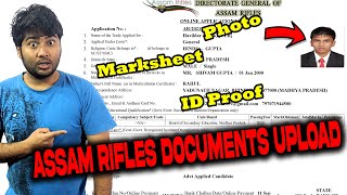 Upload Documents in Assam Rifles Online Application Form  Assam Rifle Form Photo Upload  ID Proof [upl. by Adnarym709]