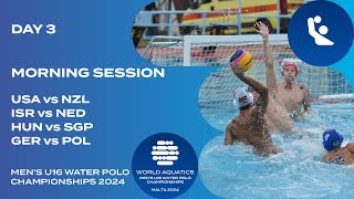 Morning Session  Pool A  Day 3  World Aquatics Men’s U16 Water Polo Championships 2024 [upl. by Adiol]