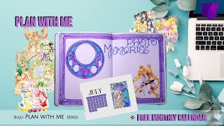 Plan with me July ART NOUVEAU amp SAILOR MOON decorate my bujo Still a perfect combination pwn [upl. by Ax]