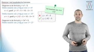 Kwadratische formules  rekenen met kwadratische formules deel 1  WiskundeAcademie [upl. by Dugald]