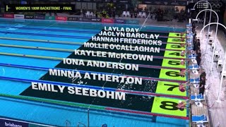 100m Backstroke Final W  2024 Australian Olympic Swimming Trials [upl. by Boykins]