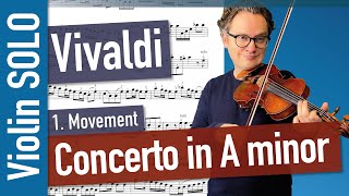 Vivaldi Concerto in A minor 1 Movement VIOLIN SOLO Op 3 No 6  Violin Sheet Music  Piano Acc [upl. by Eromle]