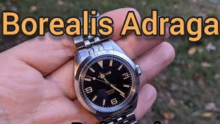 Borealis Adraga review of this 395mm explorer style watch  thoughts on homage watches [upl. by Eyssej]