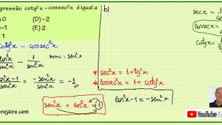 expressão trigonométrica cotg2x  cossec2x [upl. by Noramac470]