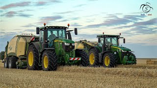 🟢🟡 2X John Deere  Krone BIGPACK Pressage de paille 🌾 [upl. by Kannan]