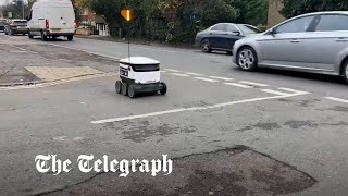 Delivery robots zip around the streets of Cambridge [upl. by Sydalg]