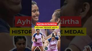 AyhikaSutirtha secure Indias 1stever womens doubles medal  Asian Table Tennis Championships [upl. by Sihtam]