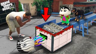 Franklin Shinchan And Pinchan New Job To Cut Everything In Shredder Machine In Gta 5 [upl. by Medrek]