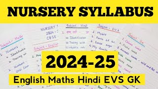 Nursery Syllabus 20242025  Nursery syllabus 2024  Latest Nursery syllabus 2024 25 With PDF [upl. by Attenov]