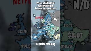 Price of a Netflix subscription in European countries 📺 map mapping geography [upl. by Yecrad]