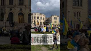 Ukrainian Antiwar protest  Oslo Stortinget  The Parliament [upl. by Derron]