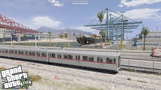 Grand Theft Auto V  Trains at Docks New Route [upl. by Narcis]