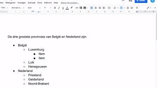 Opsommingstekens laten inspringen  Subniveaus in Google Documenten  Informaticalessen [upl. by Ennairol]